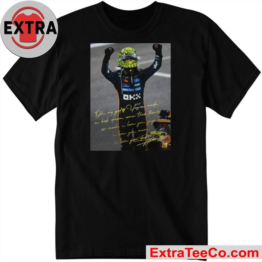 McLaren driver Lando Norris celebrates his victory in the 2025 Formula 1 World Championship Shirt