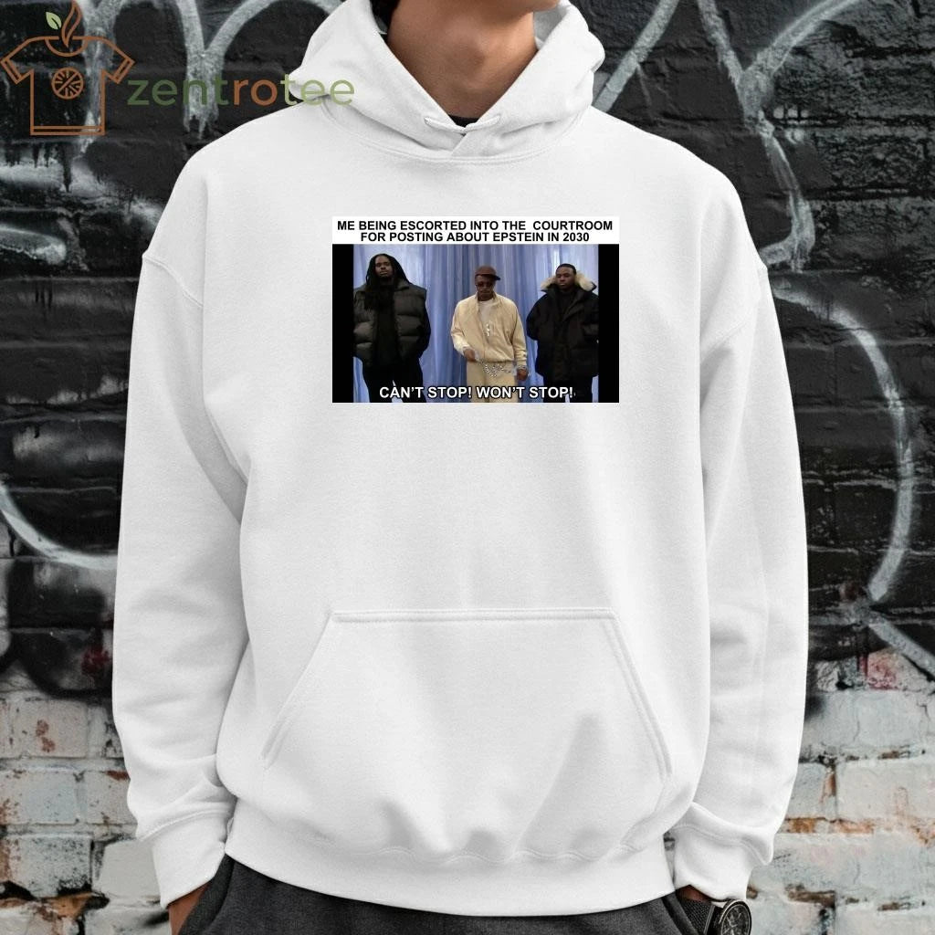 Me being escorted into the courtroom for posting about Epstein in 2030 tee