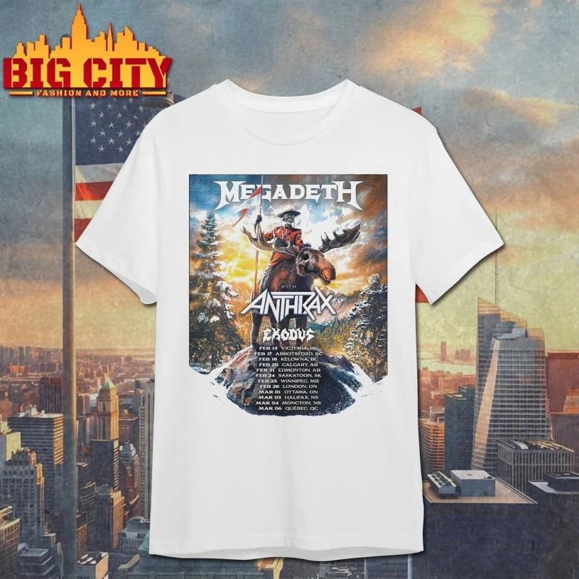 Megadeth Canada 2026 tour with Anthrax and Exodus Schedule dates essentials shirt