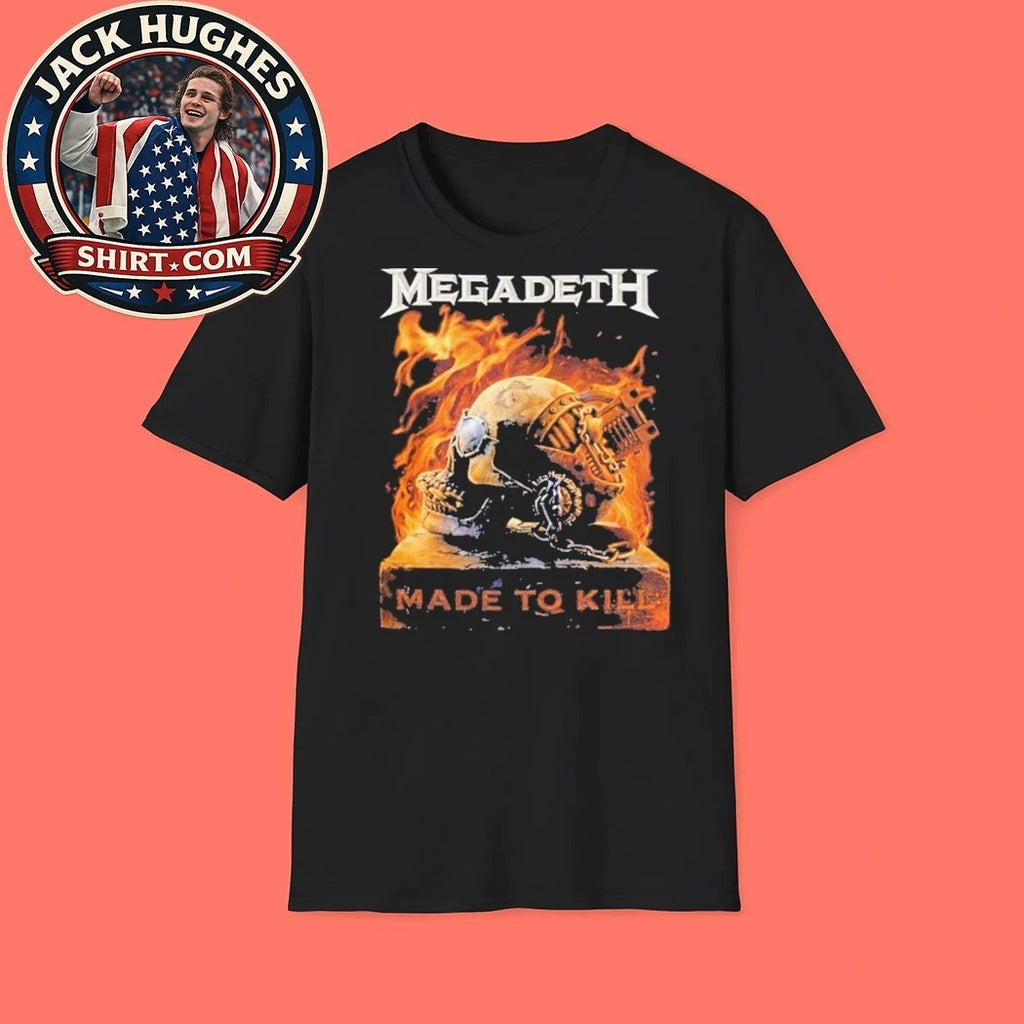 Megadeth Merch Canada 2026 Tour Fire Skull Made To Kill Tour T-Shirt
