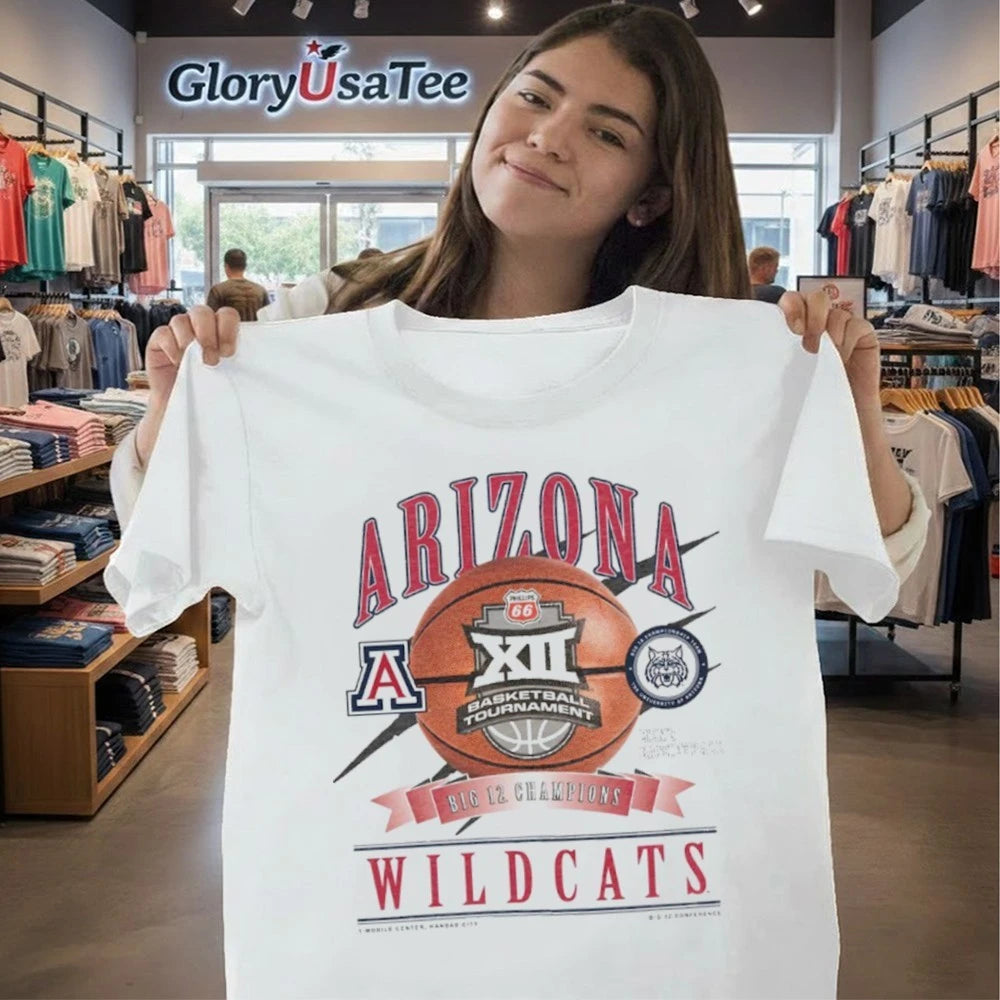 Men’s New Era White Arizona Wildcats 2026 Big 12 Men’s Basketball Tournament Champions Locker Room T-Shirt