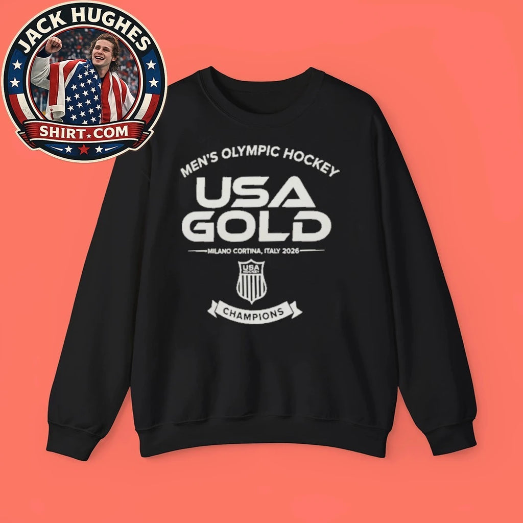 Men’s Olympic Hockey Usa Gold Milano Cortina Italy 2026 Usa Champion Logo T-Shirt