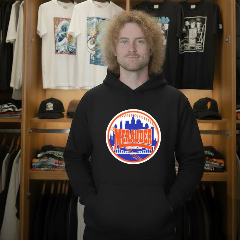 Merauder New York Mets Baseball Logo Skyline T-Shirt