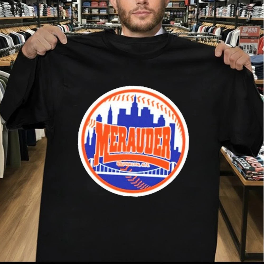 Merauder New York Mets Baseball Logo Skyline T-Shirt