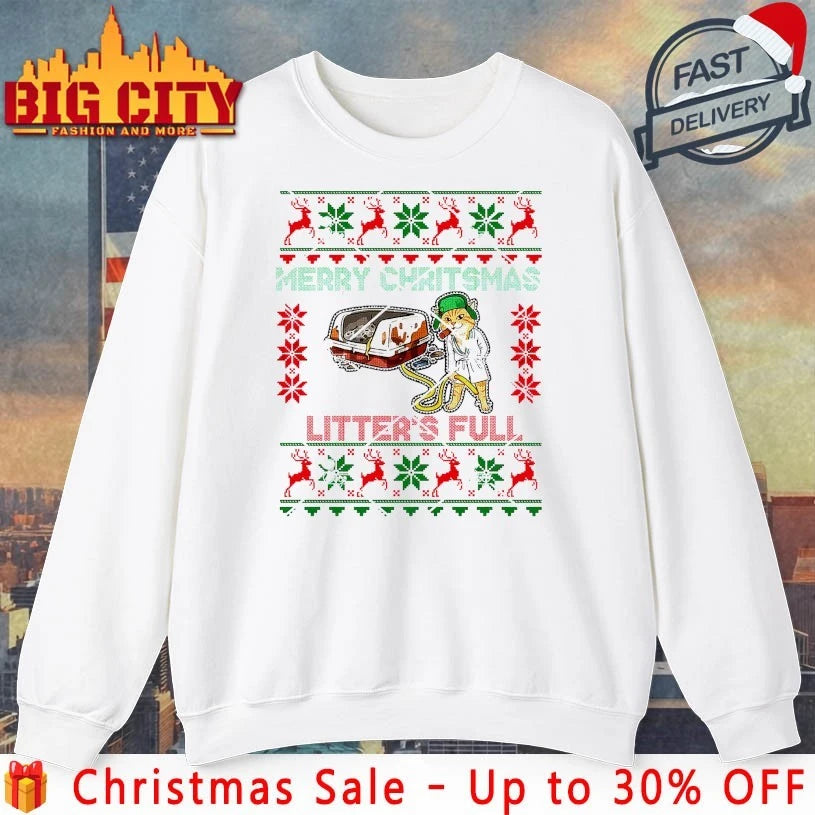 Merry Christmas Litter’s Full Cat Lover Ugly Christmas shirt