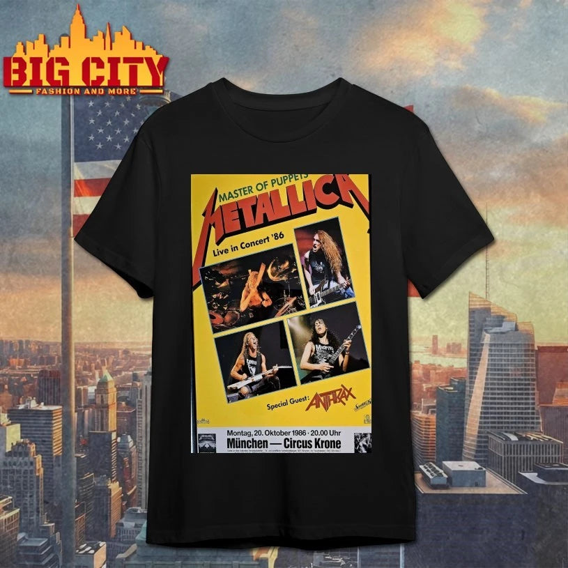 Metallica, Anthrax 1986 Master of Puppets Era Munich Framed Concert Poster shirt