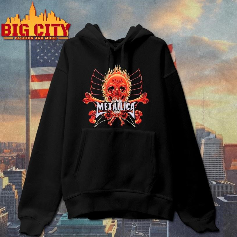 Metallica Flaming Rebel Skull Shirt