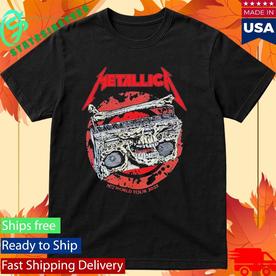 Metallica M72 Adelaide Australia 2025 Venue Tee At Adelaide Oval On November 5 2025 Skeleton Boombox From Hell Two Sided Shirt