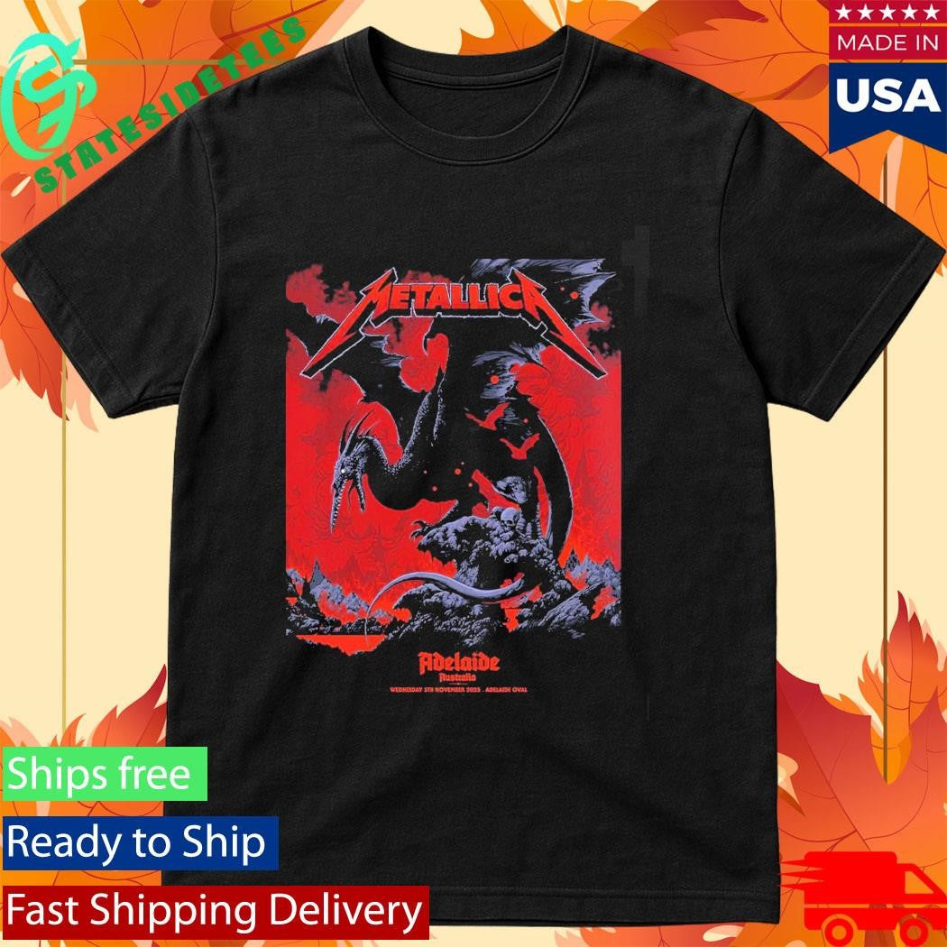 Metallica M72 Adelaide Australia Pop Up Shop Exclusive Poster By Ken Taylor At Adelaide Oval On November 5 2025 Pterosaur Art Shirt