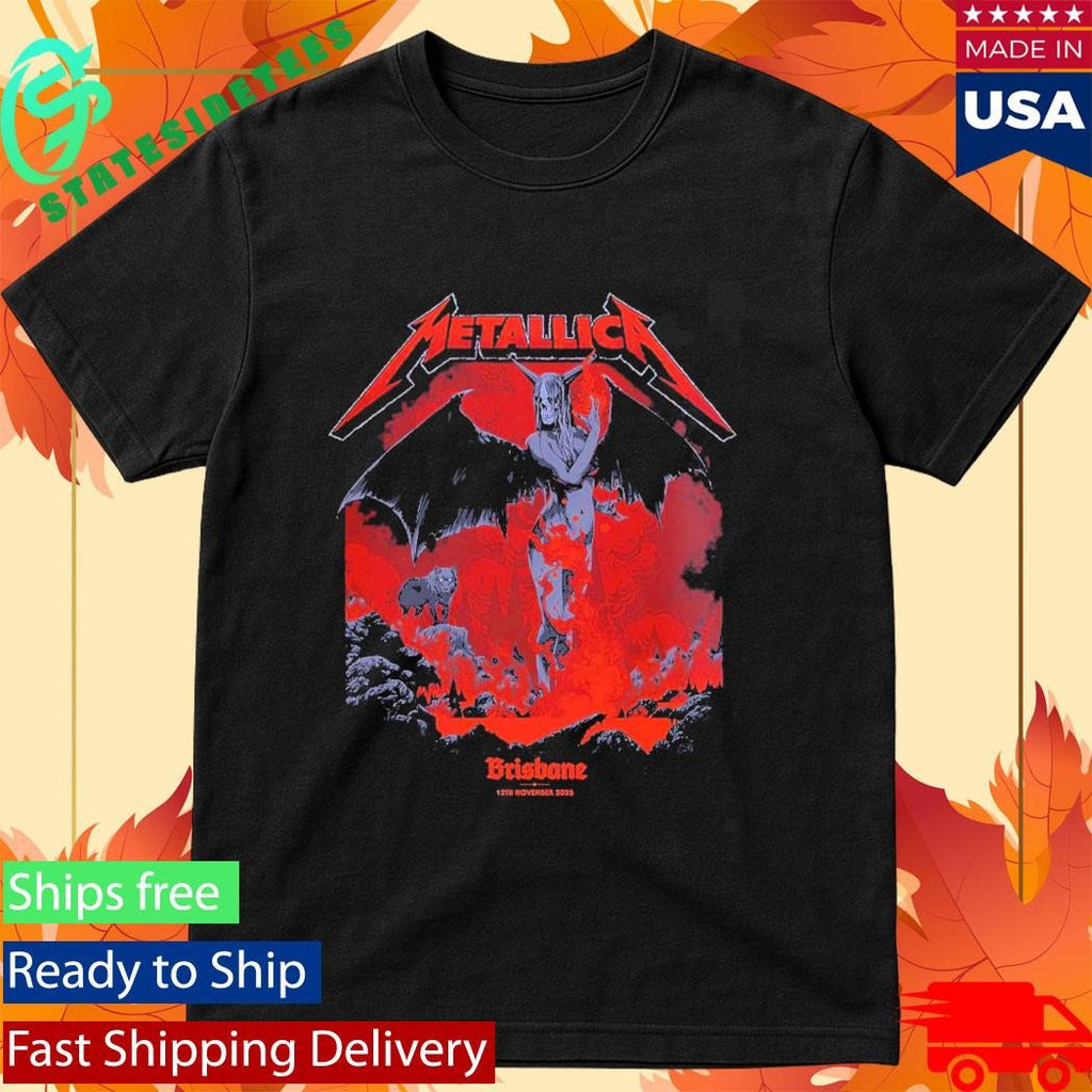 Metallica M72 Brisbane Australia 2025 Pop Up Shop Tee By Ken Taylor At Suncorp Stadium On 12 November 2025 Lilith Winged Demon Two Sided Shirt