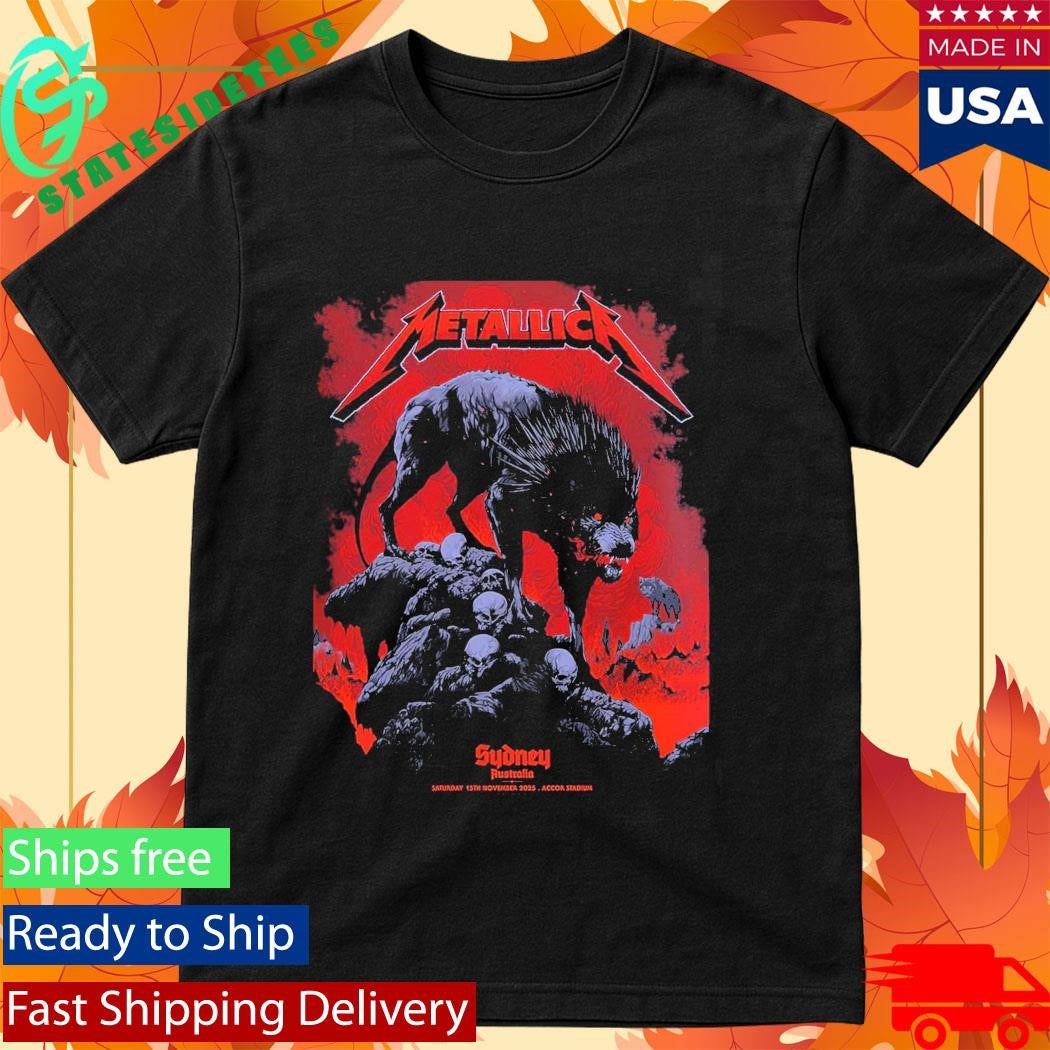 Metallica M72 Sydney Australia 2025 Pop Up Shop Poster By Ken Taylor At Accor Stadium On 15 November 2025 The Wolf Art Shirt