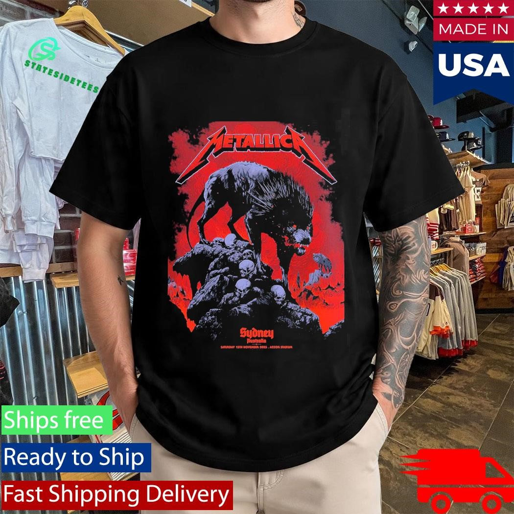 Metallica M72 Sydney Australia 2025 Pop Up Shop Poster By Ken Taylor At Accor Stadium On 15 November 2025 The Wolf Art Shirt