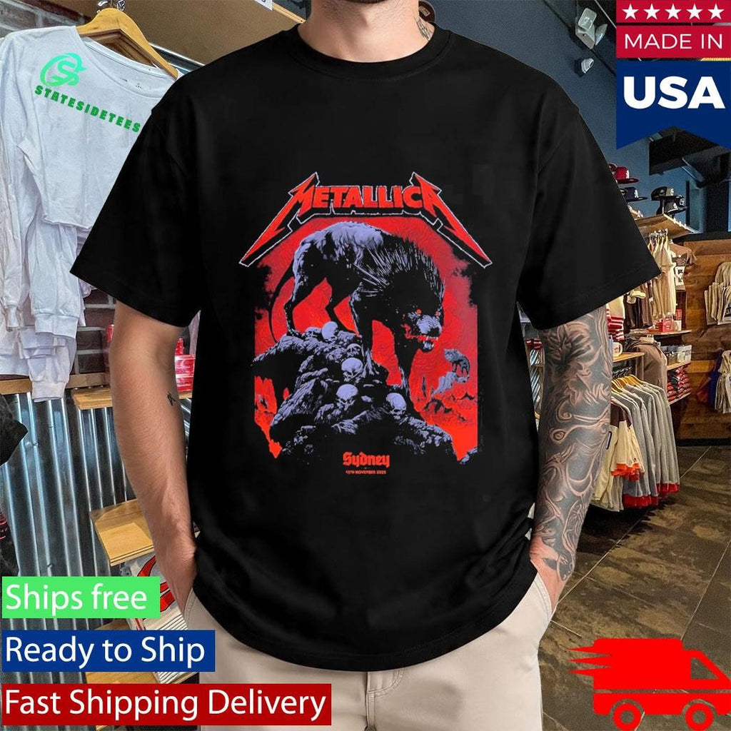 Metallica M72 Sydney Australia 2025 Pop Up Shop Tee By Ken Taylor At Accor Stadium On 15 November 2025 The Wolf Art Two Sided Shirt