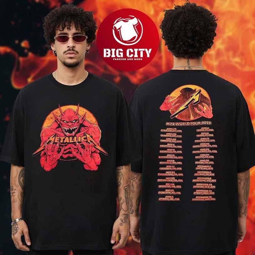 Metallica M72 World Tour 2025 Fire Demon Two Sided Shirt
