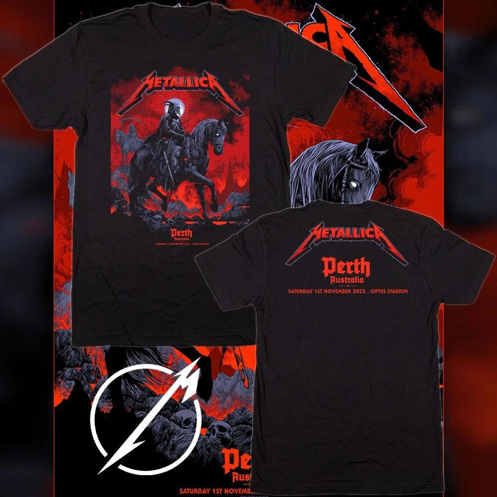 Metallica M72 World Tour November 1 2025 Optus Stadium Perth Australia Two Sided T-Shirt