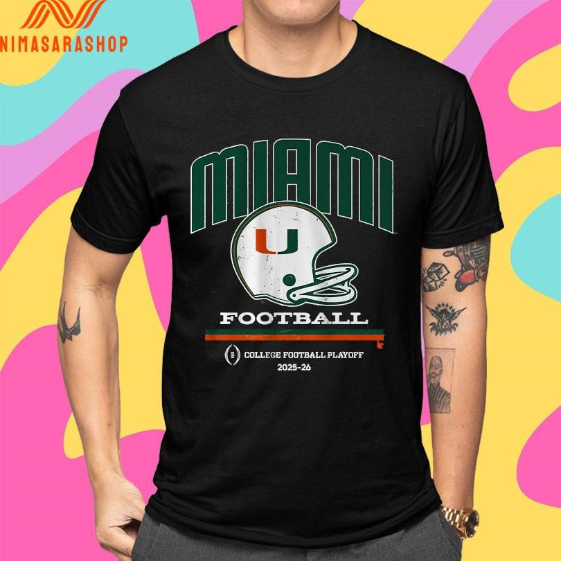 Miami Football 2025 CFP Vintage Helmet College Football Playoff 2025-2026 Shirts