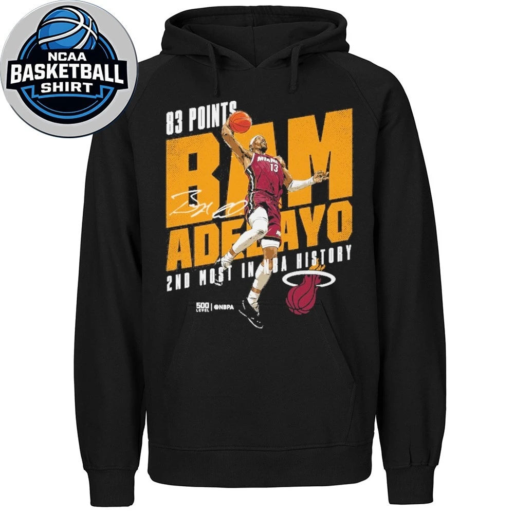 Miami Heat Bam Adebayo 500 Level Black 83 Points T-Shirt