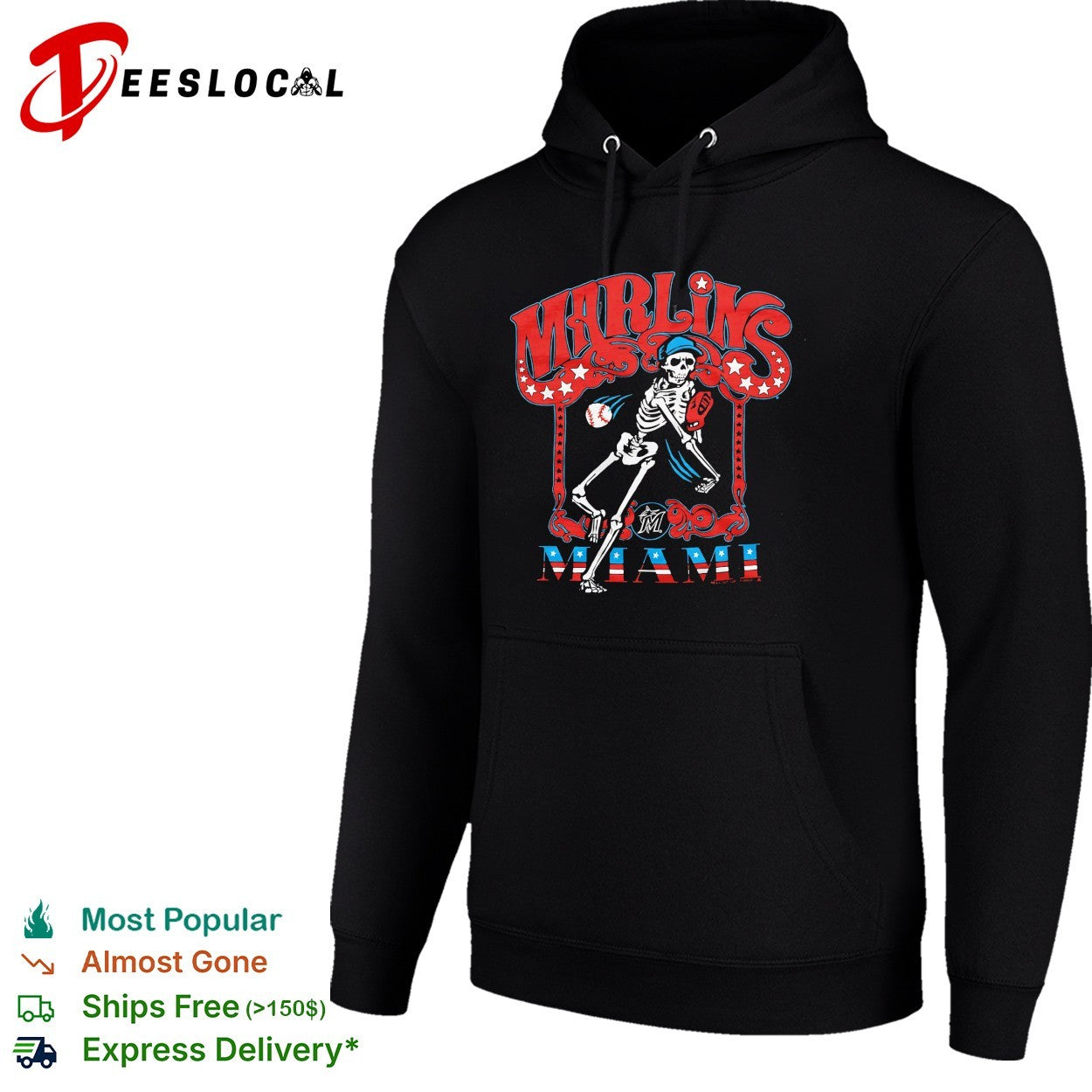 Miami Marlins x Grateful Dead skeleton MLB graphic shirt