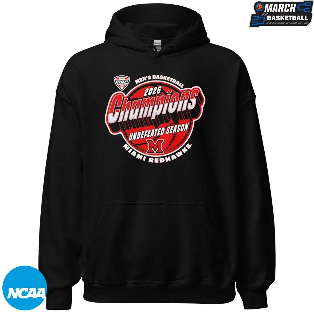 Miami RedHawks 2026 Men’s Basketball Undefeated Season MAC Champions T-Shirts