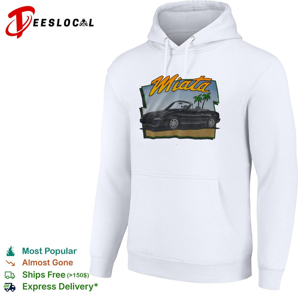 Miata Mazda NA Roadster Convertible JDM Car Tropical Palm Beach Scene shirt
