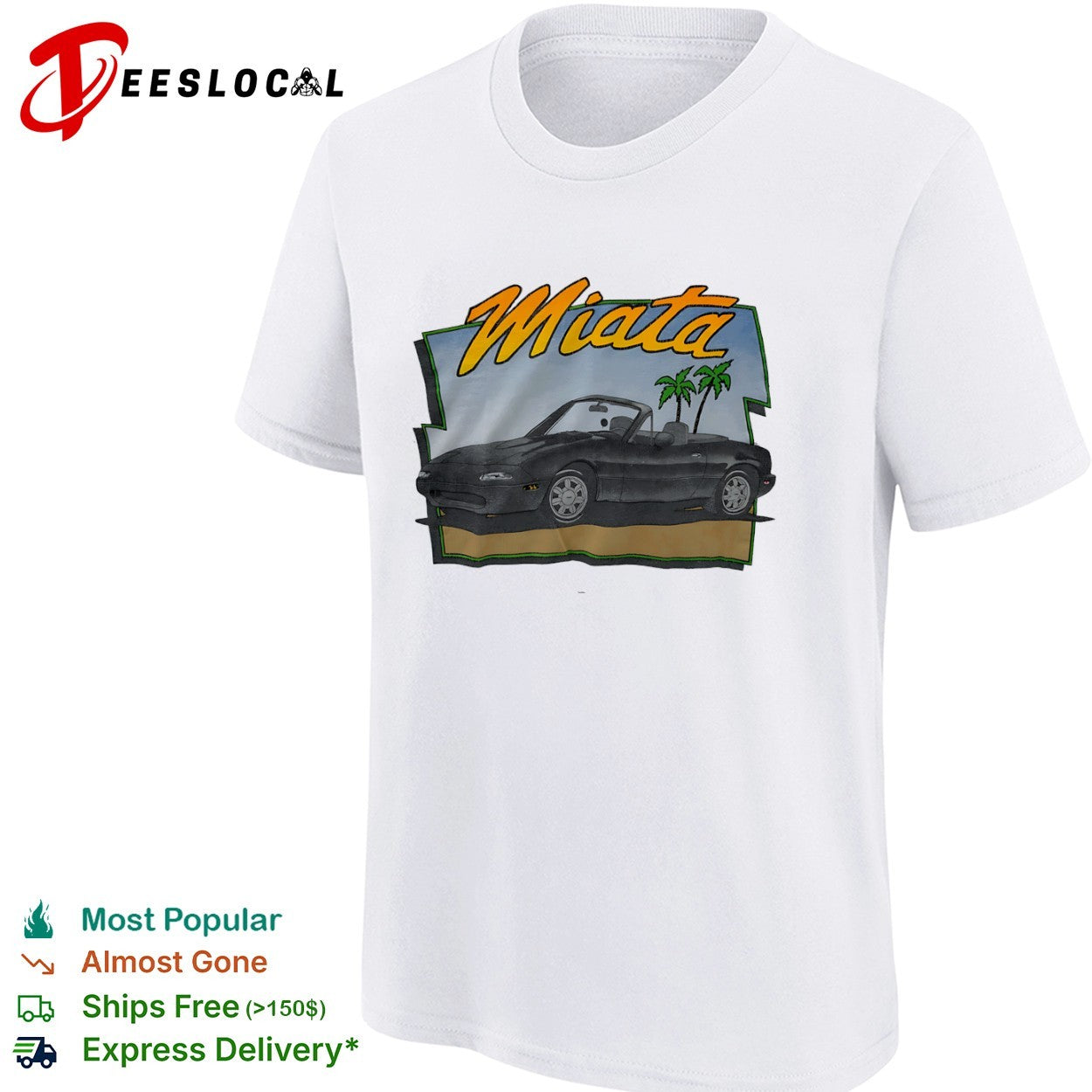 Miata Mazda NA Roadster Convertible JDM Car Tropical Palm Beach Scene shirt