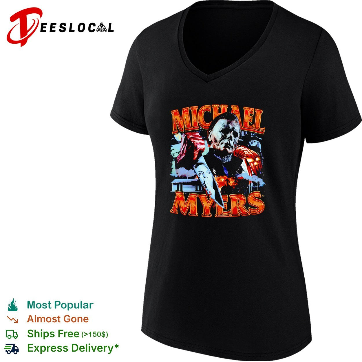 Michael Myers holding knife Halloween horror shirt