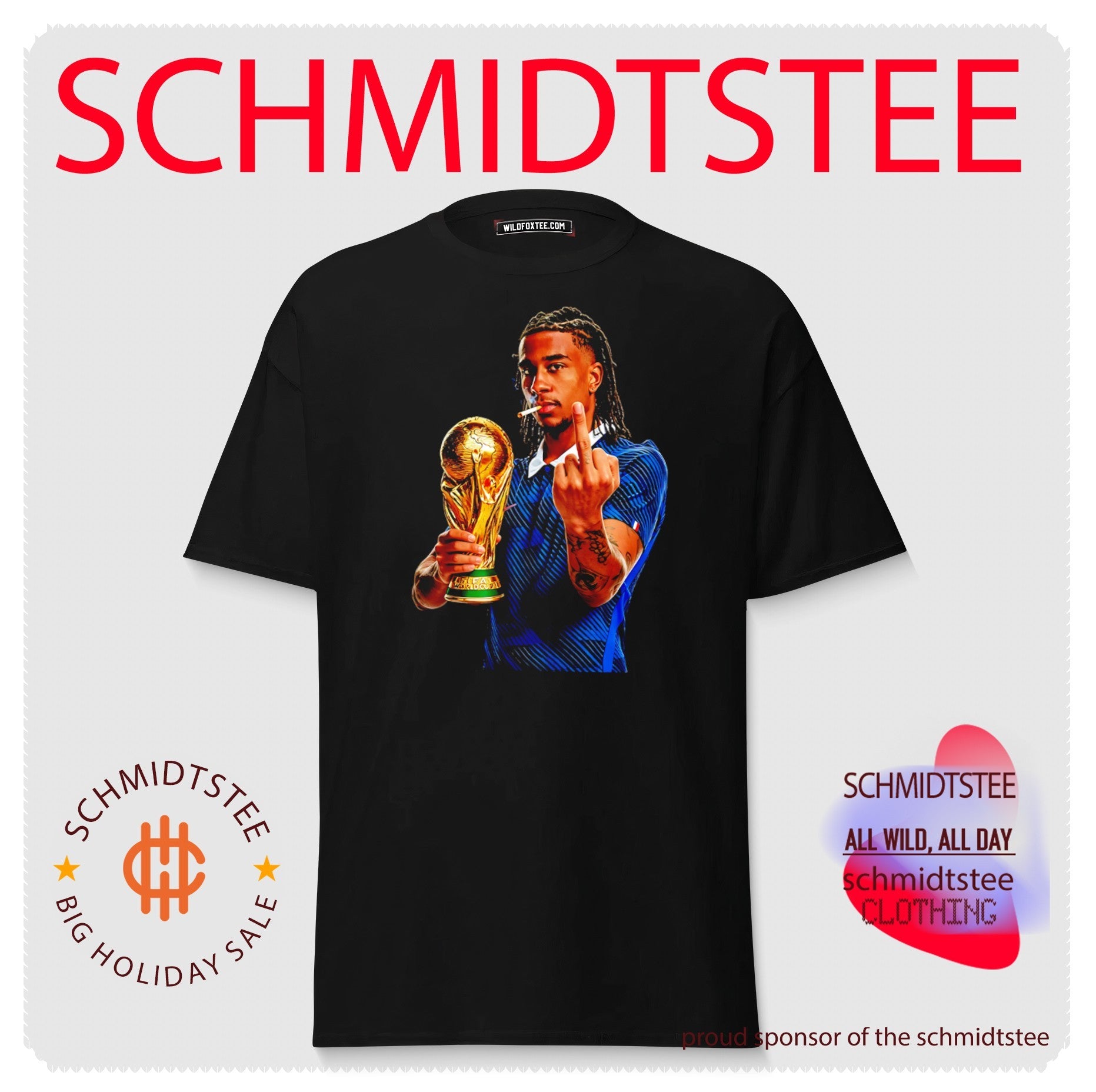 Michael Olise France National Team World Cup Champion trophy and middle finger shirt