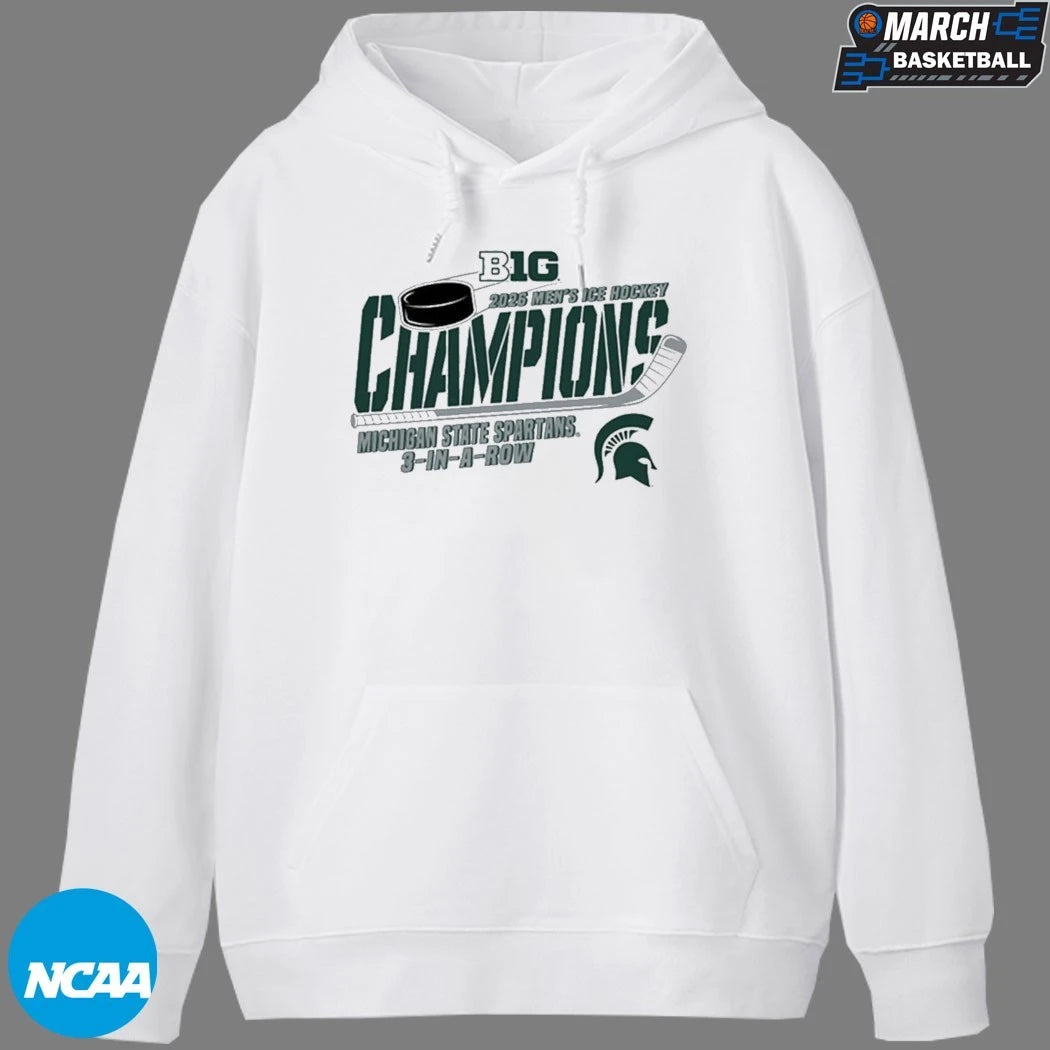Michigan State Spartans 2026 Big Ten Hockey Champions 3 In A Row T-Shirts