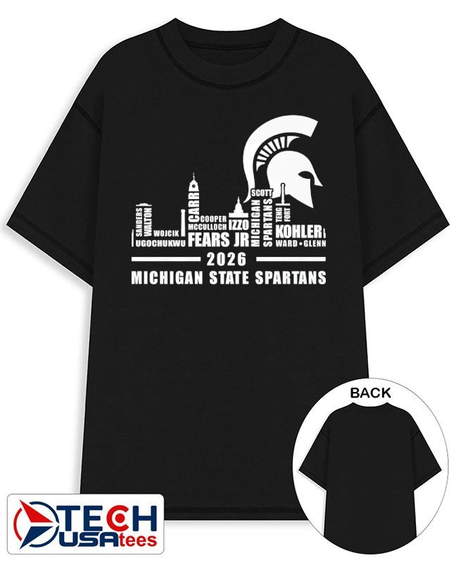 Michigan State Spartans 2026 players name skyline shirt