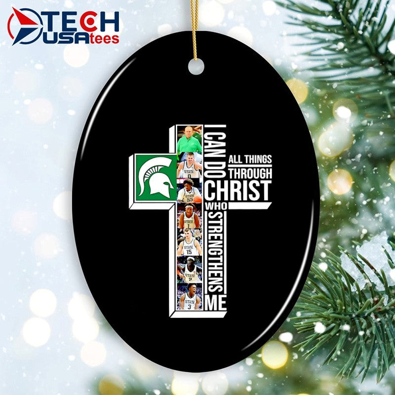 Michigan State Spartans Basketball players cross I can do all things through Christ who strengthens me shirt