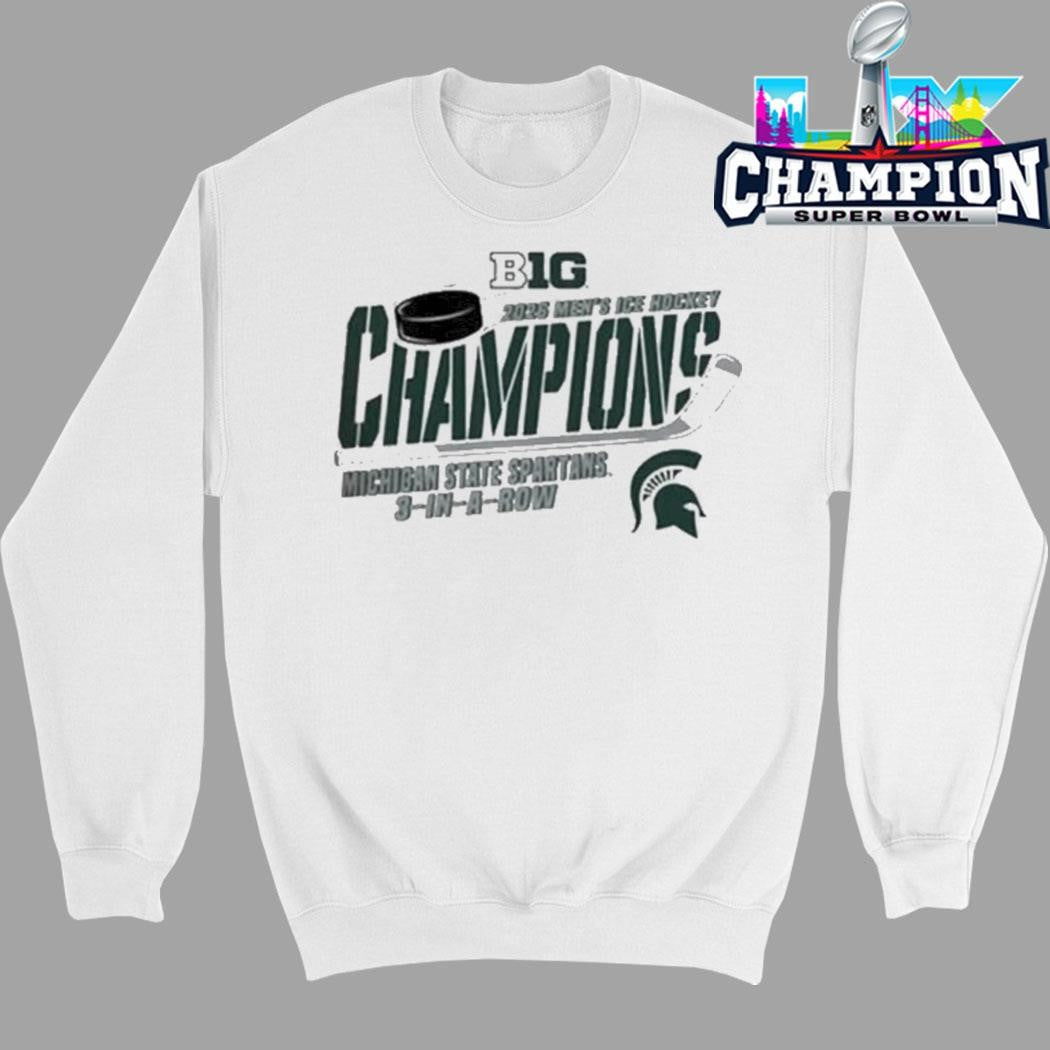 Michigan State Spartans Champions Big Ten 2026 Men’s Ice Hockey 3 In A Row Shirt