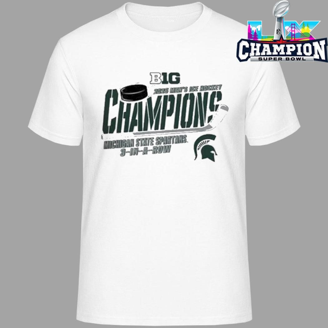 Michigan State Spartans Champions Big Ten 2026 Men’s Ice Hockey 3 In A Row Shirt