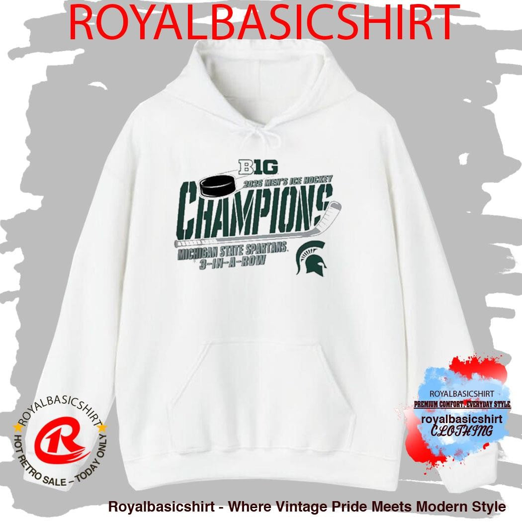Michigan State Spartans Hockey Big Ten Hockey Champions 3 In A Row T-Shirt