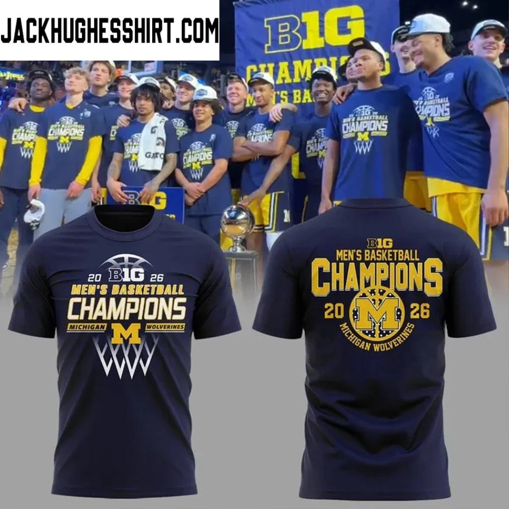 Michigan Wolverines 2026 Big Ten Men’s Basketball Regular Season Champions Special Logo Two Sided Graphic T-Shirt