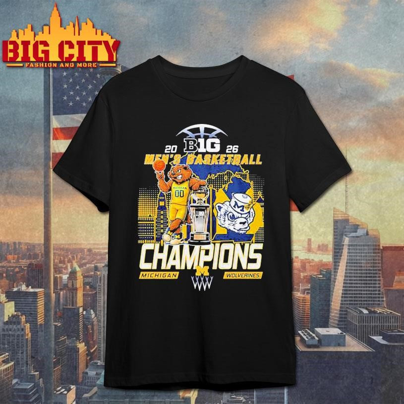 Michigan Wolverines 2026 Big Ten Men’s Basketball Season Champions Mascot Trophy Shirt