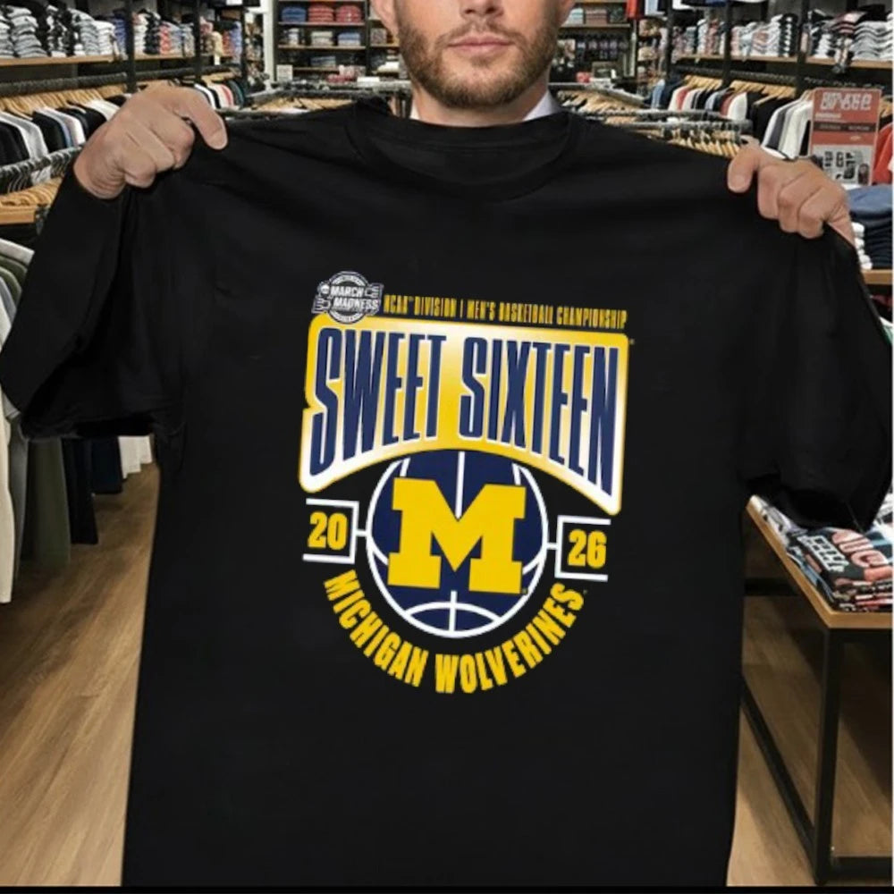 Michigan Wolverines 2026 NCAA Division I Men’s Basketball Tournament March Madness Sweet 16 T-Shirt