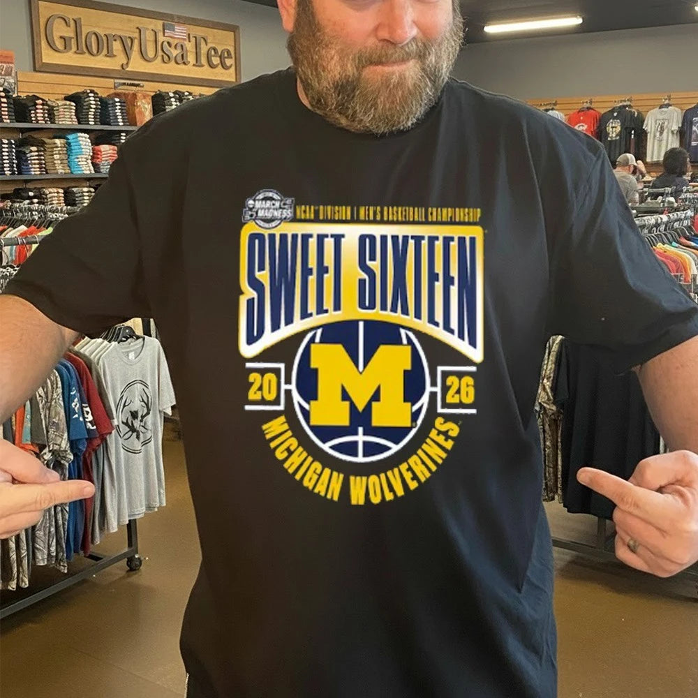 Michigan Wolverines 2026 NCAA Men’s Basketball Tournament March Madness Sweet 16 T-Shirt