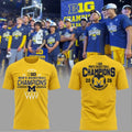 Michigan Wolverines B10 MBB Champions Yellow Logo Two-Sided Graphic T-Shirt