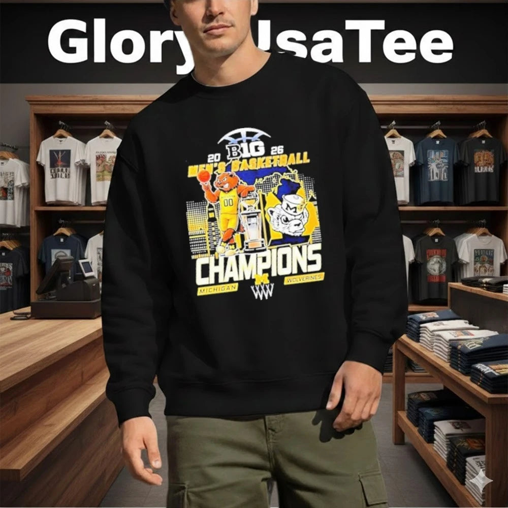 Michigan Wolverines Champions Men’s Basketball B1G Big 10 Conference 2026 Mascot Shirt