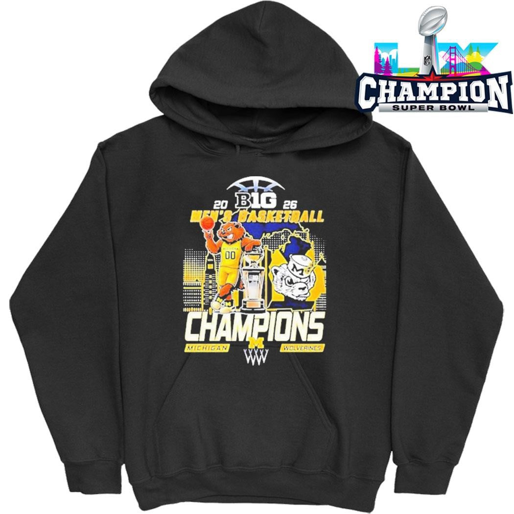 Michigan Wolverines Champions Men’s Basketball B1g Big 10 Conference 2026 Mascot Shirt