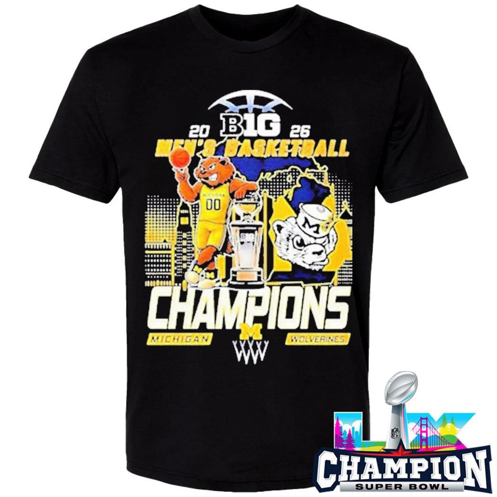 Michigan Wolverines Champions Men’s Basketball B1g Big 10 Conference 2026 Mascot Shirt