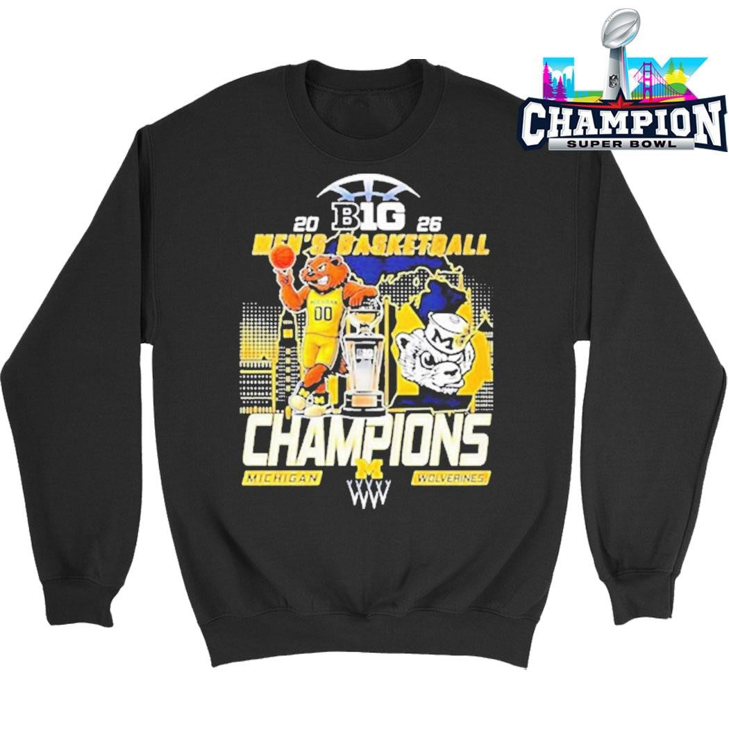 Michigan Wolverines Champions Men’s Basketball B1g Big 10 Conference 2026 Mascot Shirt