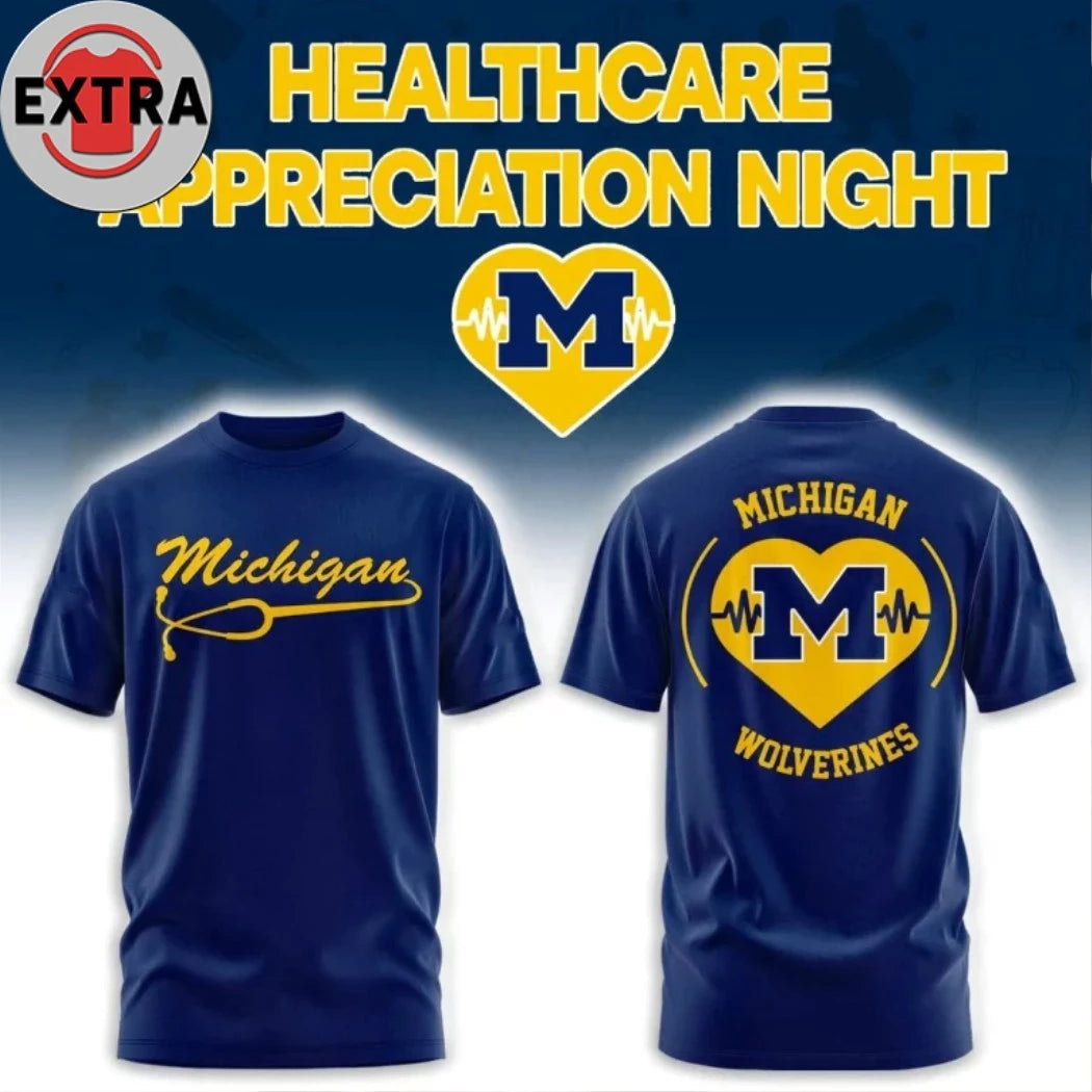 Michigan Wolverines Healthcare Appreciation Night Logo Two Sided Shirt