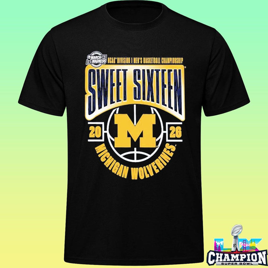 Michigan Wolverines Men’s Basketball 2026 Ncaa March Madness Sweet 16 Shirt
