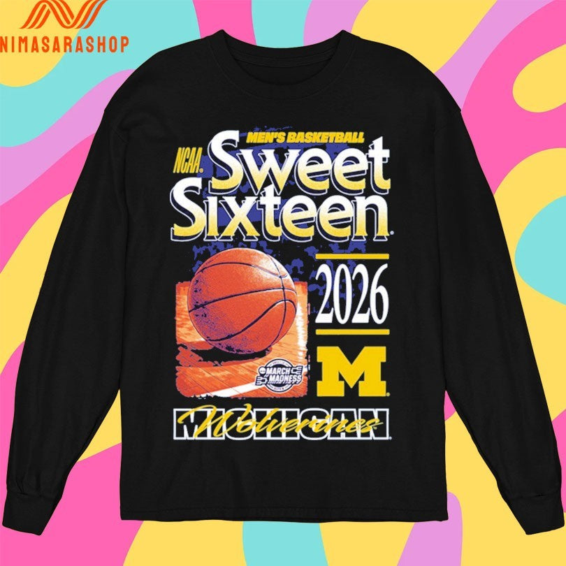 Michigan Wolverines Men’s Basketball Ncaa Sweet Sixteen 2026 March Madness Shirts