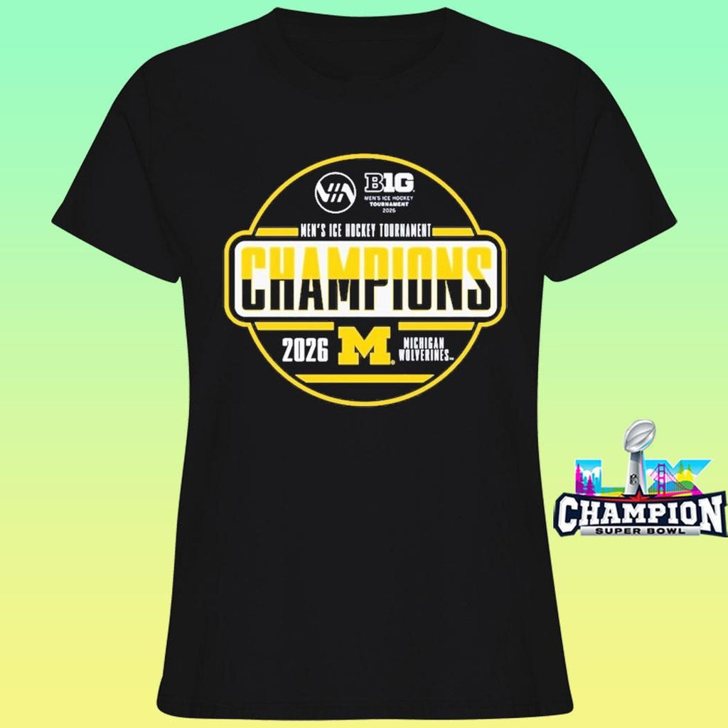 Michigan Wolverines Men’s Ice Hockey 2026 Big 10 Tournament Champions Locker Room Shirt