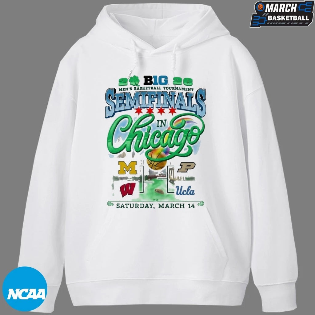 Michigan Wolverines Purdue Boilermakers Wisconsin Badgers UCLA Bruins Big Ten Men’s Basketball tournament  Green River Semifinals In Chicago 2026 T-Shirts