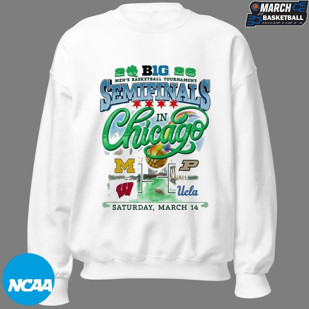 Michigan Wolverines Purdue Boilermakers Wisconsin Badgers UCLA Bruins Big Ten Men’s Basketball tournament  Green River Semifinals In Chicago 2026 T-Shirts