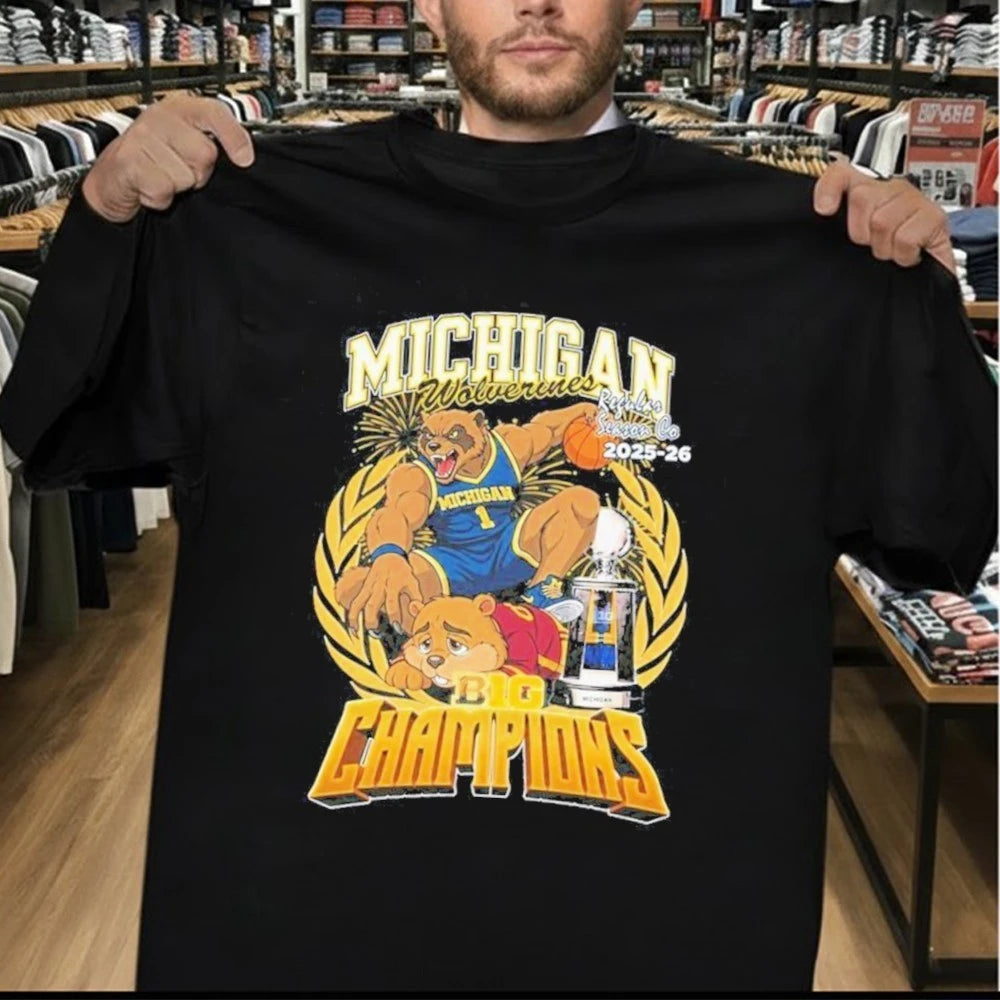 Michigan Wolverines Regular Season Co 2025-26 Big Ten Champions Mascot Trophy Shirt