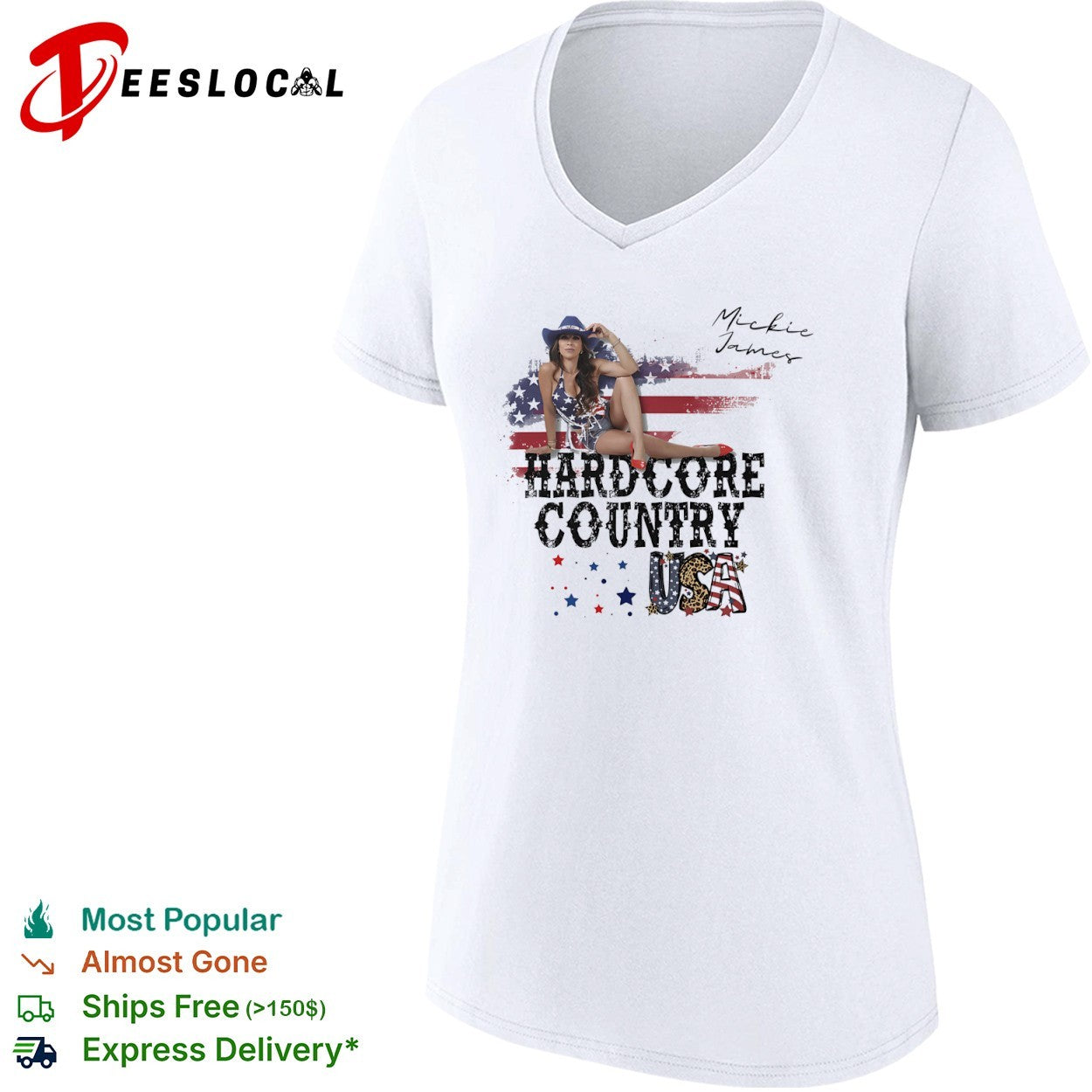 Mickie James Hardcore Country USA American Flag Patriotic Wrestling shirt